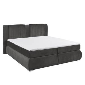 Boxspringbett Gadeby Samtoptik - Grau - 180 x 200cm