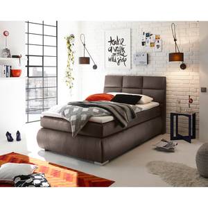 Lit boxspring Malm Microfibre - Marron foncé - 120 x 200cm