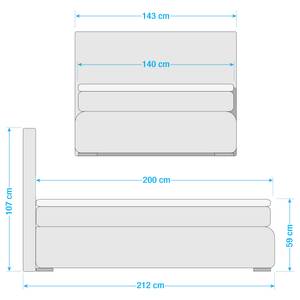 Boxspringbett Malm Antiklederoptik - Anthrazit - 140 x 200cm