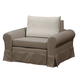 Schlafsessel LATINA Country mit Husse Webstoff - Webstoff Sari / Webstoff Habren: Taupe / Beige-Taupe - Breite: 125 cm