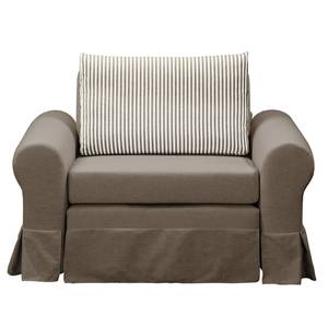 Fauteuil-lit LATINA Country avec housse Tissu - Tissu Sari / Tissu Habren: Taupe / Beige-Taupe