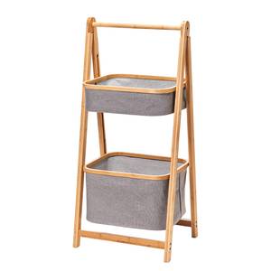 Étagère de salle de bain Bamboo Bambou massif / Tissu - Bambou / Gris