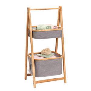 Étagère de salle de bain Bamboo Bambou massif / Tissu - Bambou / Gris