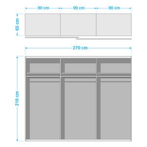 Schwebetürenschrank Easy Plus I Graphit/ Glas Schwarz - Graphit / Glas Schwarz - 270 x 210 cm