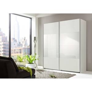 Schwebetürenschrank Easy Plus I Weiß/ Glas weiß - Polarweiß / Weißglas - 180 x 236 cm