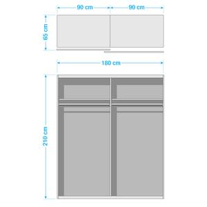 Schwebetürenschrank Easy Plus I Graphit/ Glas Schwarz - Graphit / Glas Schwarz - 180 x 210 cm