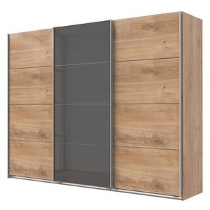 Armoire portes coulissantes Easy Plus I Imitation chêne parqueté / Verre gris - 313 x 236 cm