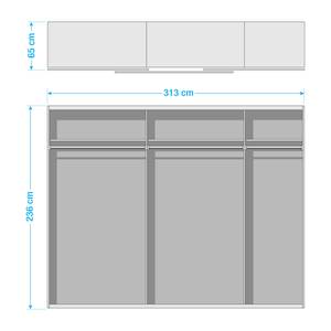 Armoire portes coulissantes Easy Plus I Imitation chêne parqueté / Verre gris - 313 x 236 cm