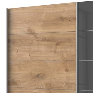 Zweefdeurkast Easy Plus I Eiken planken look/Glas grijs - 225 x 236 cm