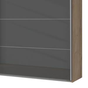 Zweefdeurkast Easy Plus I Eiken planken look/Glas grijs - 225 x 236 cm