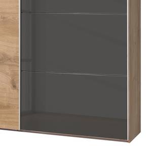 Schwebetürenschrank Easy Plus I Plankeneiche Dekor/ Glas Grey - Plankeneiche Dekor / Glas Grau - 135 x 210 cm