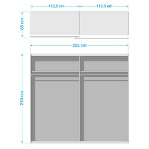 Schwebetürenschrank Easy Plus I Plankeneiche Dekor/ Glas Grey - Plankeneiche Dekor / Glas Grau - 225 x 210 cm
