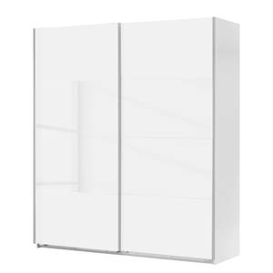 Armoire portes coulissantes Easy Plus I Blanc polaire / Verre blanc - 135 x 210 cm