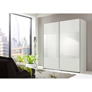 Schwebetürenschrank Easy Plus I Weiß/ Glas weiß - Polarweiß / Weißglas - 180 x 210 cm