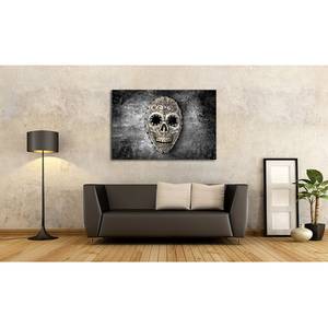 Impression sur toile Monochrome Skull Gris - Bois massif - Textile - 120 x 80 x 2 cm