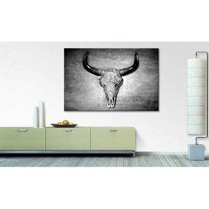 Impression sur toile Black & White Head Gris - Bois massif - Textile - 120 x 80 x 2 cm