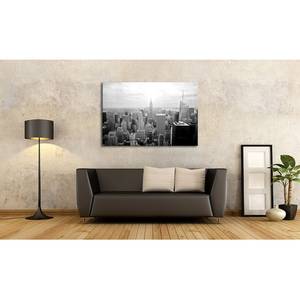 Impression d’art New York Retro Gris - Bois massif - Textile - 120 x 80 x 2 cm