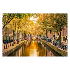 Bild Autumn In Amsterdam Multicolor - Massivholz - Textil - 120 x 80 x 2 cm
