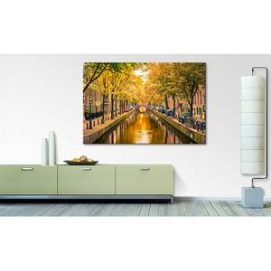 Impression sur toile Autumn In Amsterdam Multicolore - Bois massif - Textile - 120 x 80 x 2 cm