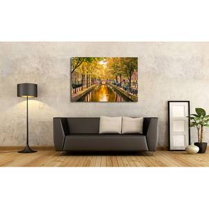 Impression sur toile Autumn In Amsterdam Multicolore - Bois massif - Textile - 120 x 80 x 2 cm