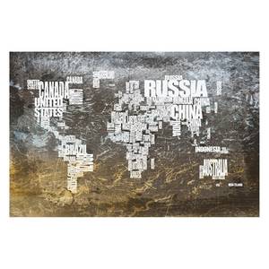 Afbeelding  Weltkarte Nr20 Meerkleurig - Massief hout - Textiel - 120 x 80 x 2 cm