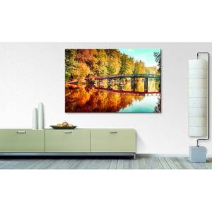 Impression sur toile Golden Fall Multicolore - Bois massif - Textile - 120 x 80 x 2 cm