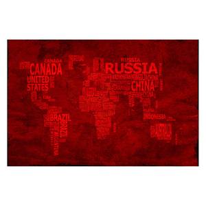 Bild Weltkarte Nr18 Rot - Massivholz - Textil - 120 x 80 x 2 cm