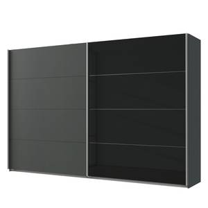 Schwebetürenschrank Easy Plus I Graphit/ Glas Schwarz - Graphit / Glas Schwarz - 135 x 210 cm