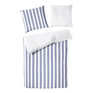 Perkal-Bettwäsche Smood flat stripe Baumwollstoff - Skyblau Feinwelle - 155 x 220 cm + Kissen 80 x 80 cm