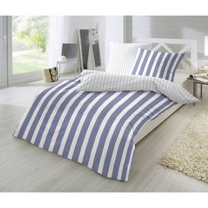 Perkal-Bettwäsche Smood flat stripe Baumwollstoff - Skyblau Feinwelle - 155 x 220 cm + Kissen 80 x 80 cm