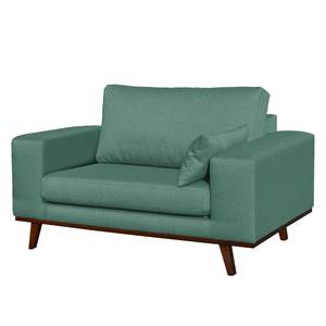 Fauteuil Billund II (met hocker) Structuurstof - Mintkleurig