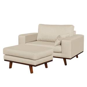 Fauteuil Billund II (met hocker) Structuurstof - Kasjmier