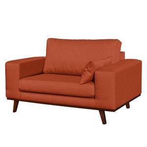 Fauteuil et repose-pieds Billund II Tissu structuré - Rouge brique