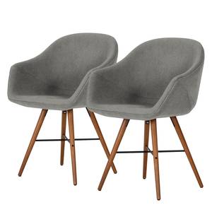 Chaises reSTOL I (lot de 2) Hêtre massif - Tissu Falo : Gris - Marron