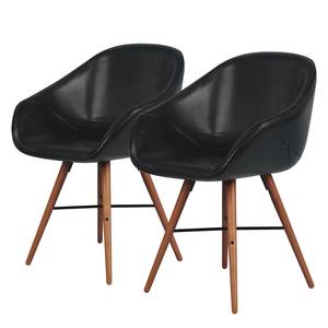 Chaises reSTOL I (lot de 2) Hêtre massif - Cuir synthétique Pulo : Noir - Marron