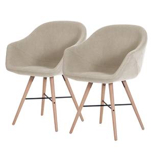 Armleunstoelen reSTOL I (2-delige set) massief beukenhout - Stof Falo: Taupe - Beige