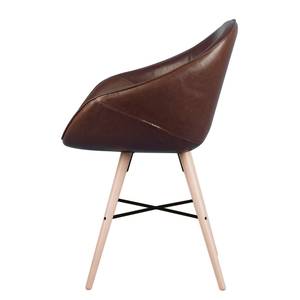 Chaises reSTOL I (lot de 2) Hêtre massif - Cuir synthétique Pulo : Marron - Beige