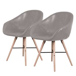 Armleunstoelen reSTOL I (2-delige set) massief beukenhout - Kunstleer Pulo: Grijs - Beige