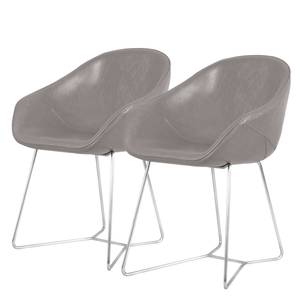 Chaises reSTOL II (lot de 2) Acier - Cuir synthétique Pulo: Gris