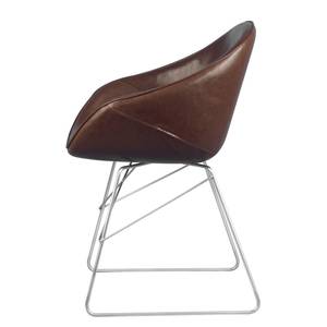 Chaises reSTOL III (lot de 2) Acier - Cuir synthétique Pulo : Marron