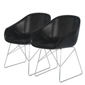 Chaises reSTOL III (lot de 2) Acier - Cuir synthétique Pulo : Noir