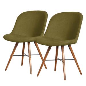 Stoelen itSTOL I (2-delige set) massief beukenhout - Stof Falo: Groen - Bruin