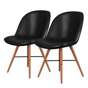 Chaises itSTOL I (lot de 2) Hêtre massif - Cuir synthétique Pulo : Noir - Marron