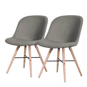 Stoelen itSTOL I (2-delige set) massief beukenhout - Stof Falo: Grijs - Beige