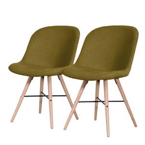 Stoelen itSTOL I (2-delige set) massief beukenhout - Stof Falo: Groen - Beige