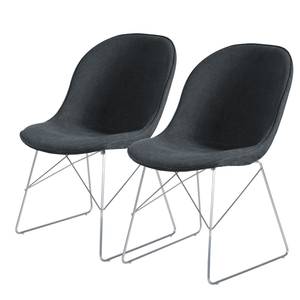 Stoelen itSTOL III (2-delige set) staal - Stof Falo: Antracietkleurig