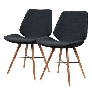 Chaises toSTOL I (lot de 2) Hêtre massif - Tissu Falo : Anthracite - Marron