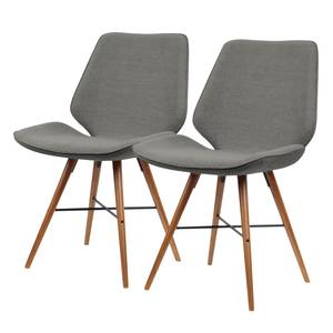 Chaises toSTOL I (lot de 2) Hêtre massif - Tissu Falo : Gris - Marron