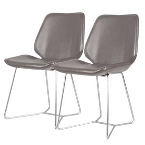 Chaises toSTOL II (lot de 2) Acier - Cuir synthétique Pulo: Gris