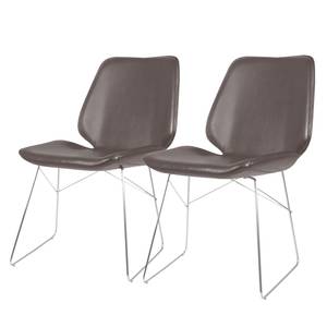 Chaises toSTOL III (lot de 2) Acier - Cuir synthétique Pulo: Gris